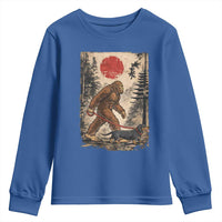 Bigfoot Dachshund Lovers Youth Sweatshirt Japanese Vintage Graphic Ukiyo-e Art Sasquatch Wiener Dog Gift