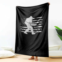 Bigfoot Gun Owner Throw Blanket Camo US American Flag Sasquatch Rifle - Wonder Print Shop