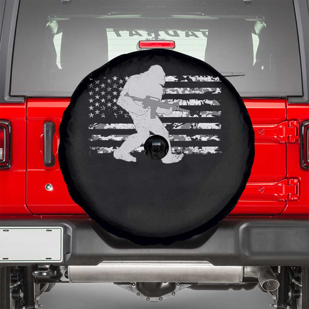 Bigfoot Gun Owner Spare Tire Cover Camo US American Flag Sasquatch Rifle - Wonder Print Shop