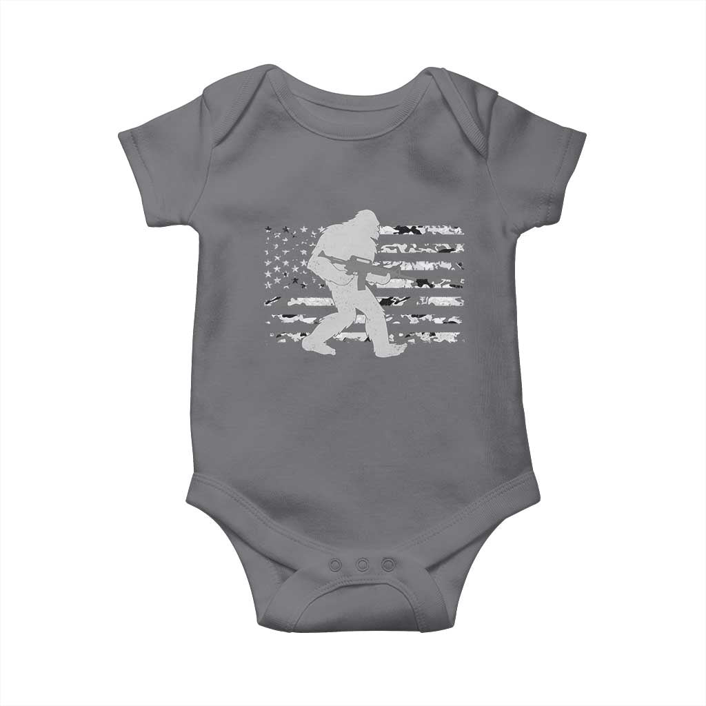 Bigfoot Gun Owner Baby Onesie Camo US American Flag Sasquatch Rifle - Wonder Print Shop
