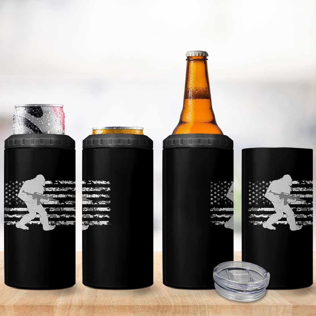 Bigfoot Gun Owner 4 in 1 Can Cooler Tumbler Camo US American Flag Sasquatch Rifle - Wonder Print Shop