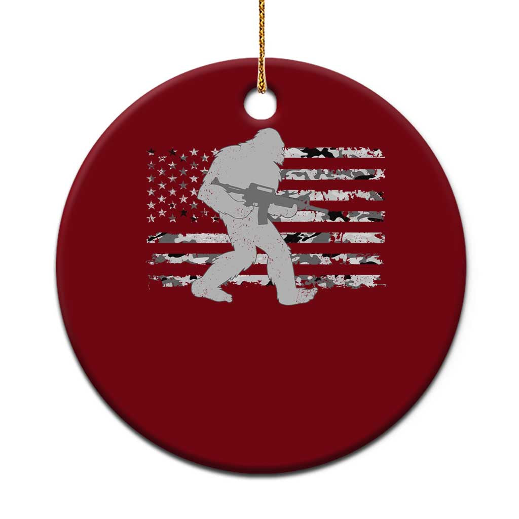 Bigfoot Gun Owner Ceramic Ornament Camo US American Flag Sasquatch Rifle - Wonder Print Shop