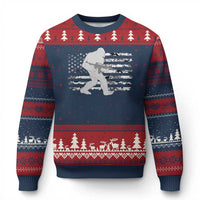 Bigfoot Gun Owner Ugly Christmas Sweater Camo US American Flag Sasquatch Rifle - Wonder Print Shop
