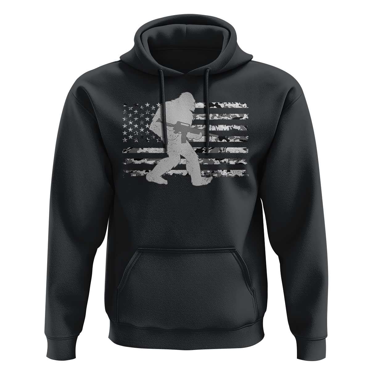 Bigfoot Gun Owner Hoodie Camo US American Flag Sasquatch Rifle - Wonder Print Shop