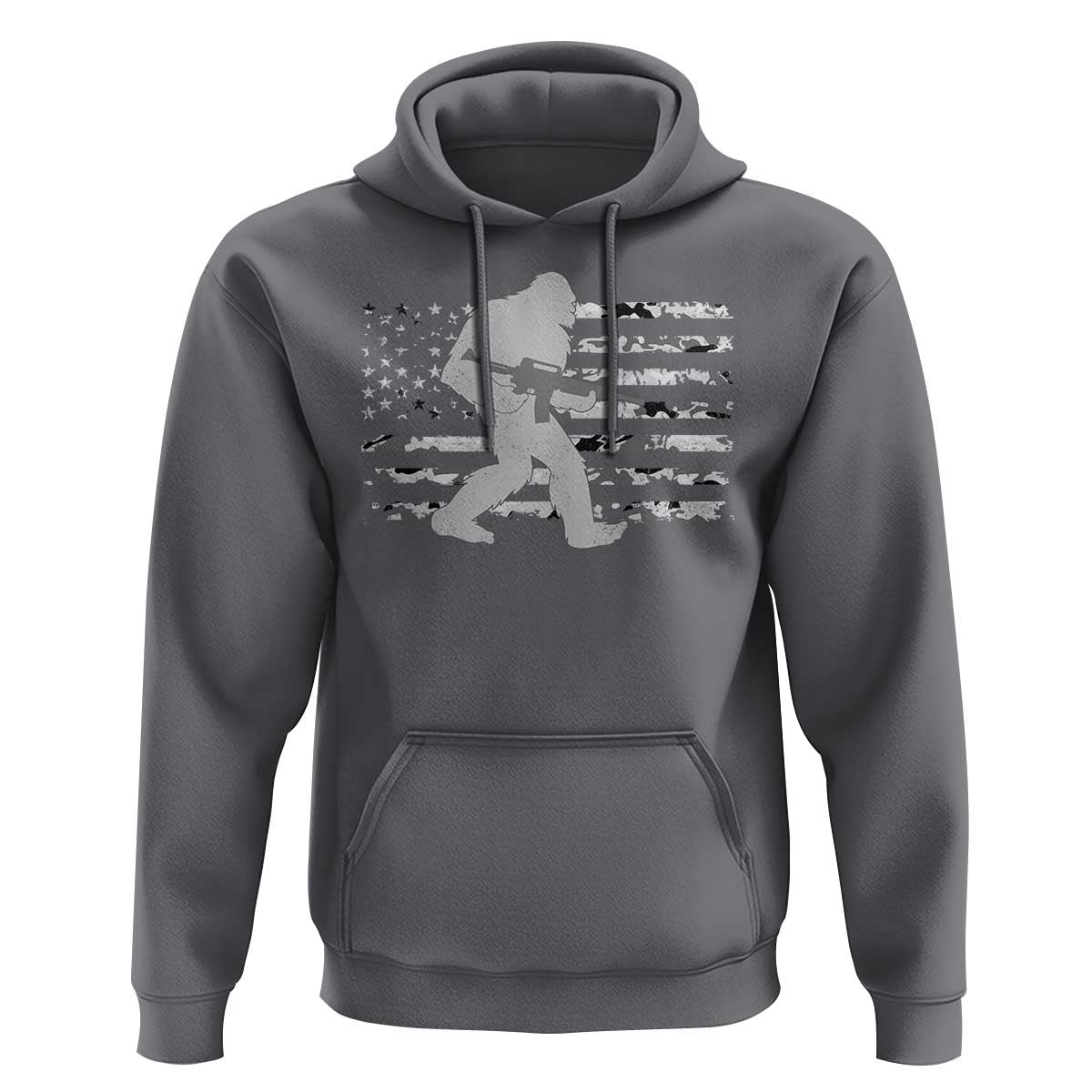 Bigfoot Gun Owner Hoodie Camo US American Flag Sasquatch Rifle - Wonder Print Shop