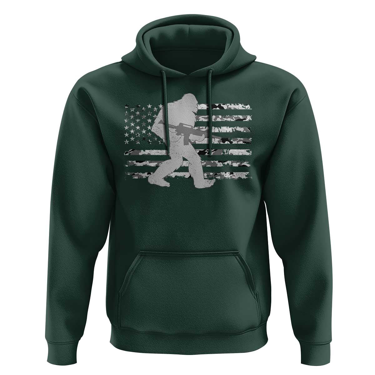 Bigfoot Gun Owner Hoodie Camo US American Flag Sasquatch Rifle - Wonder Print Shop
