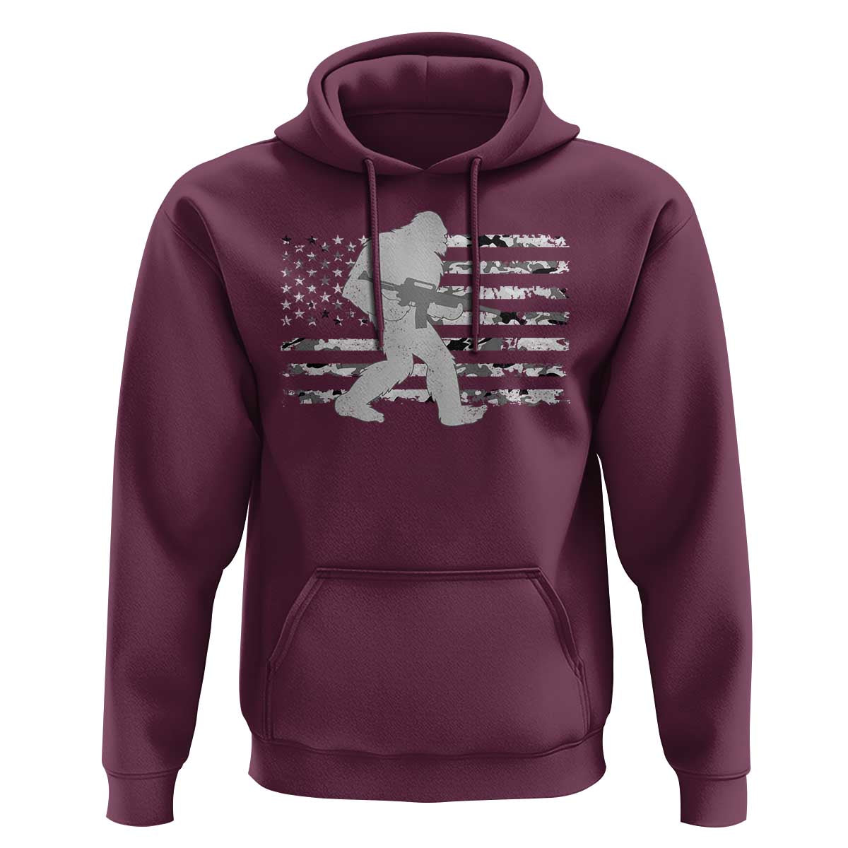 Bigfoot Gun Owner Hoodie Camo US American Flag Sasquatch Rifle - Wonder Print Shop