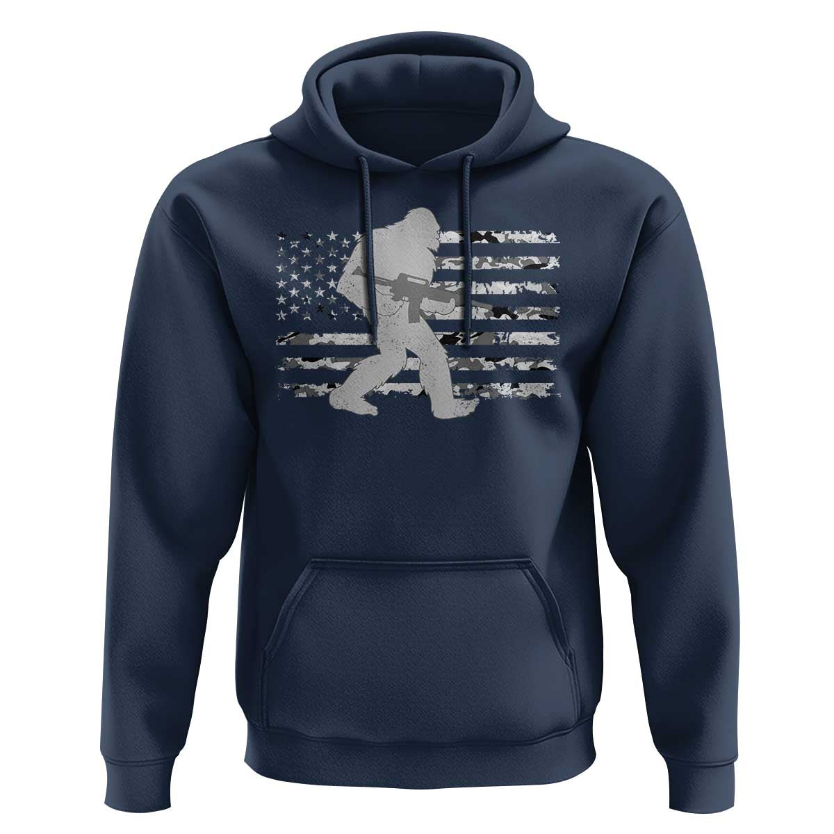 Bigfoot Gun Owner Hoodie Camo US American Flag Sasquatch Rifle - Wonder Print Shop