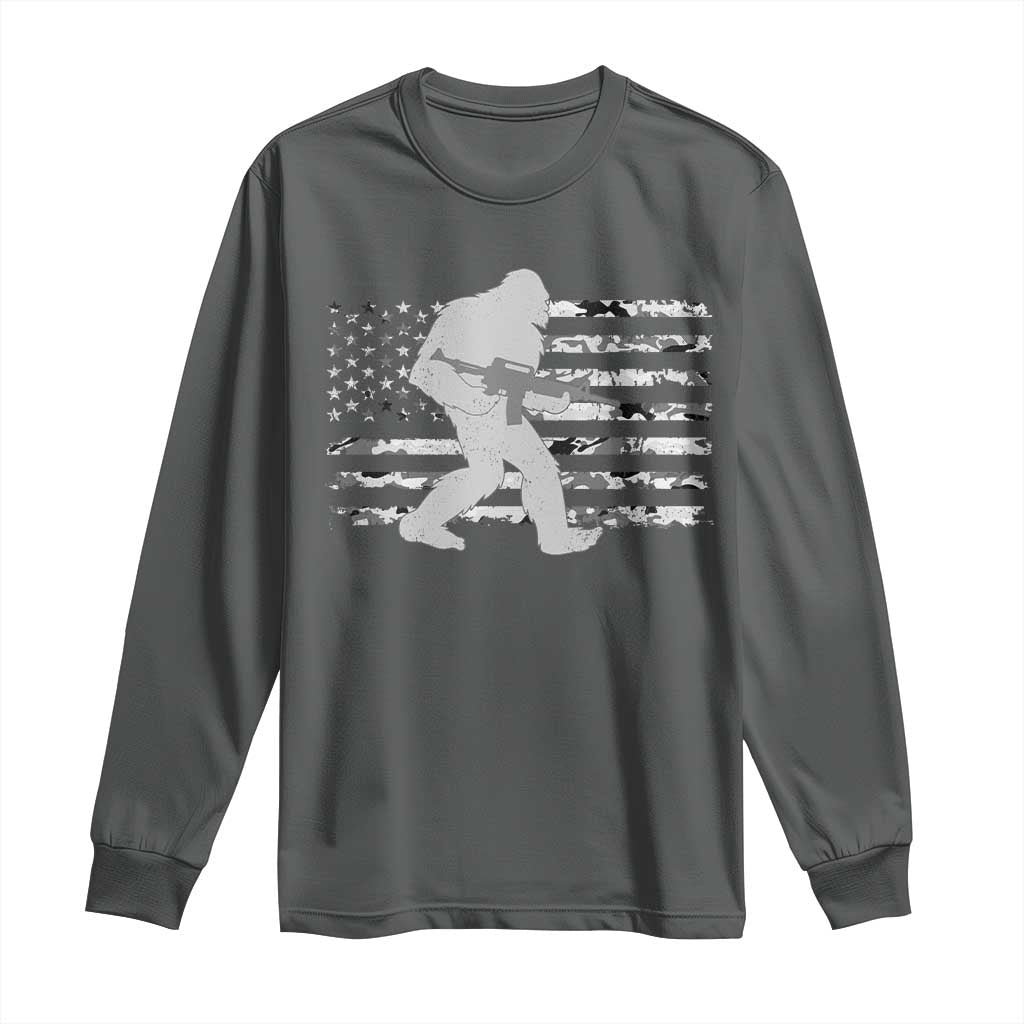 Bigfoot Gun Owner Long Sleeve Shirt Camo US American Flag Sasquatch Rifle - Wonder Print Shop