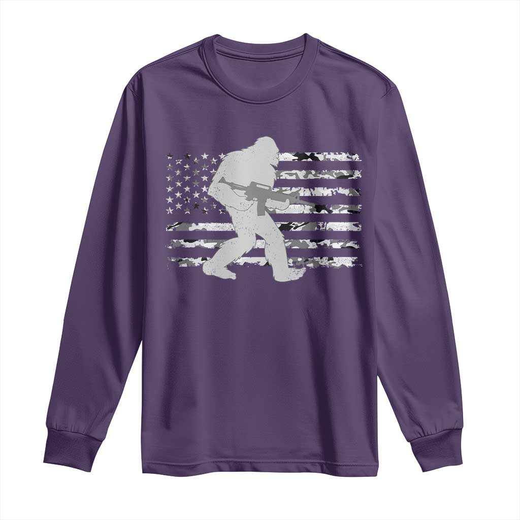 Bigfoot Gun Owner Long Sleeve Shirt Camo US American Flag Sasquatch Rifle - Wonder Print Shop