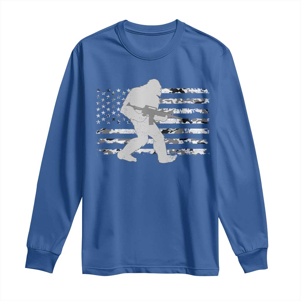 Bigfoot Gun Owner Long Sleeve Shirt Camo US American Flag Sasquatch Rifle - Wonder Print Shop