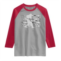 Bigfoot Gun Owner Raglan Shirt Camo US American Flag Sasquatch Rifle - Wonder Print Shop