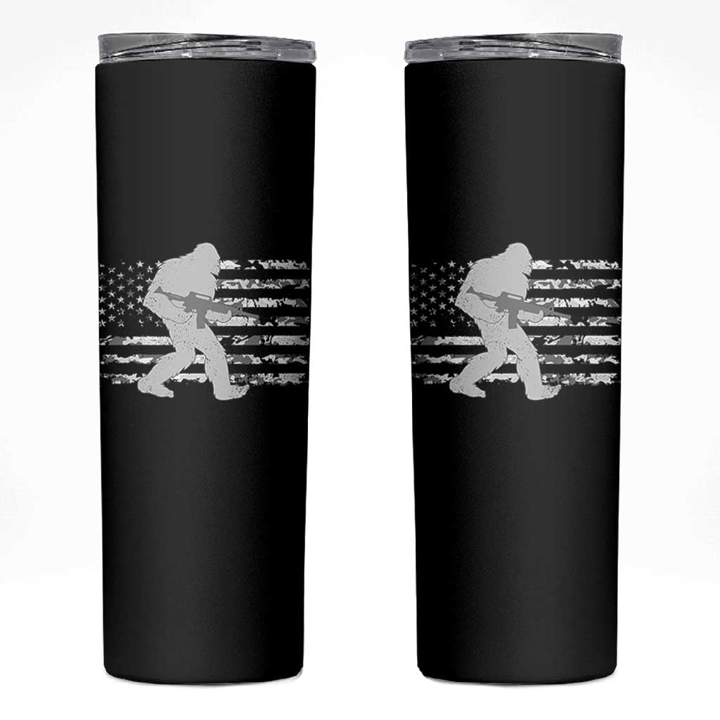 Bigfoot Gun Owner Skinny Tumbler Camo US American Flag Sasquatch Rifle - Wonder Print Shop
