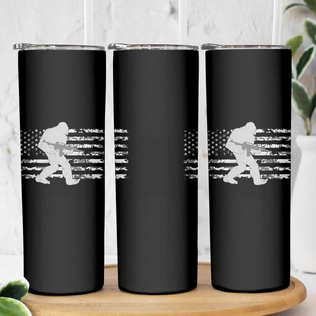 Bigfoot Gun Owner Skinny Tumbler Camo US American Flag Sasquatch Rifle - Wonder Print Shop