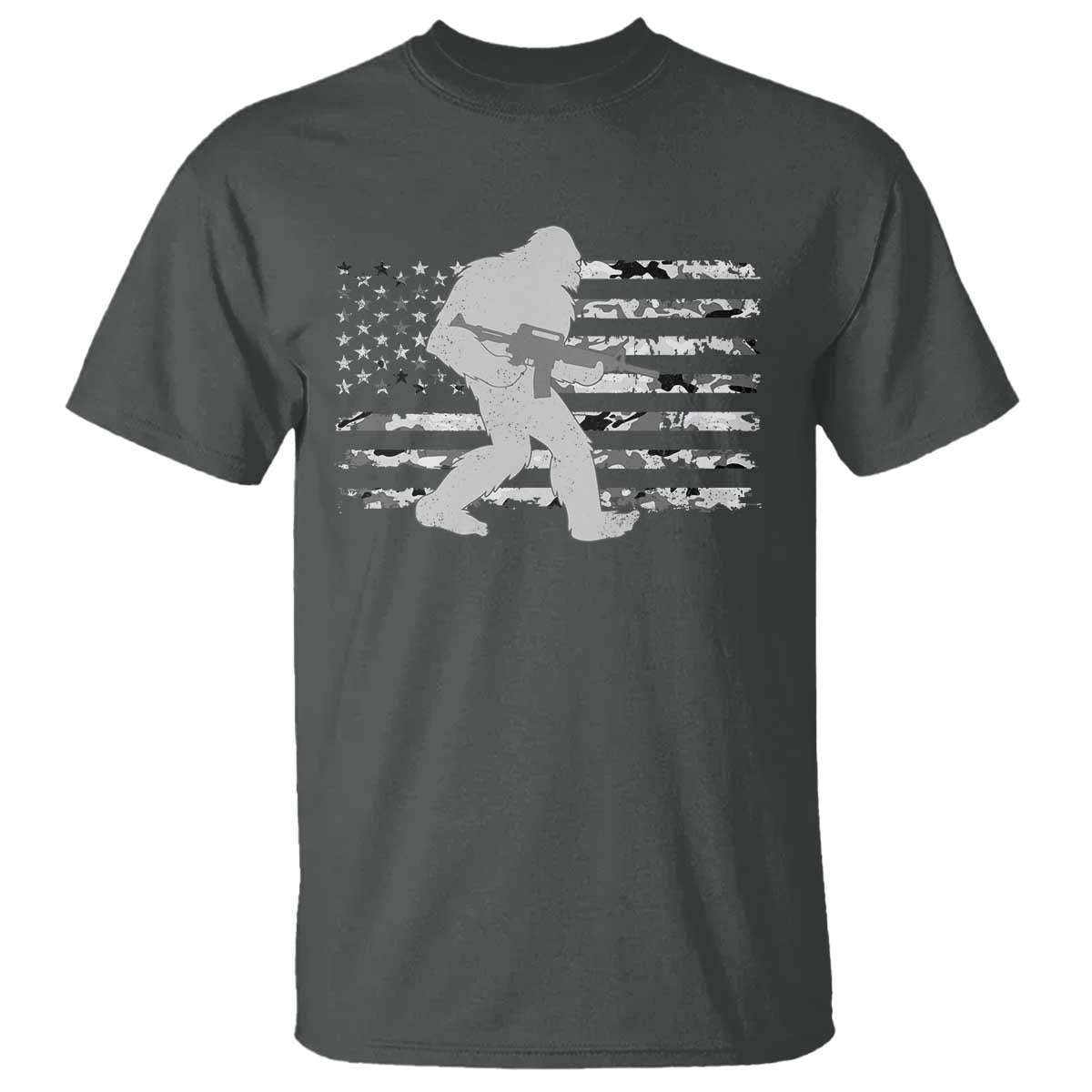 Bigfoot Gun Owner T Shirt Camo US American Flag Sasquatch Rifle - Wonder Print Shop