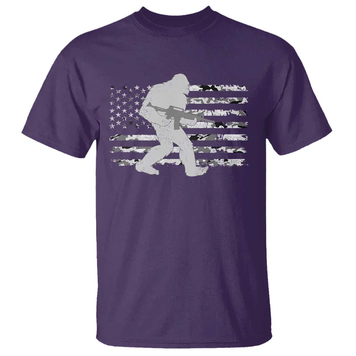 Bigfoot Gun Owner T Shirt Camo US American Flag Sasquatch Rifle - Wonder Print Shop