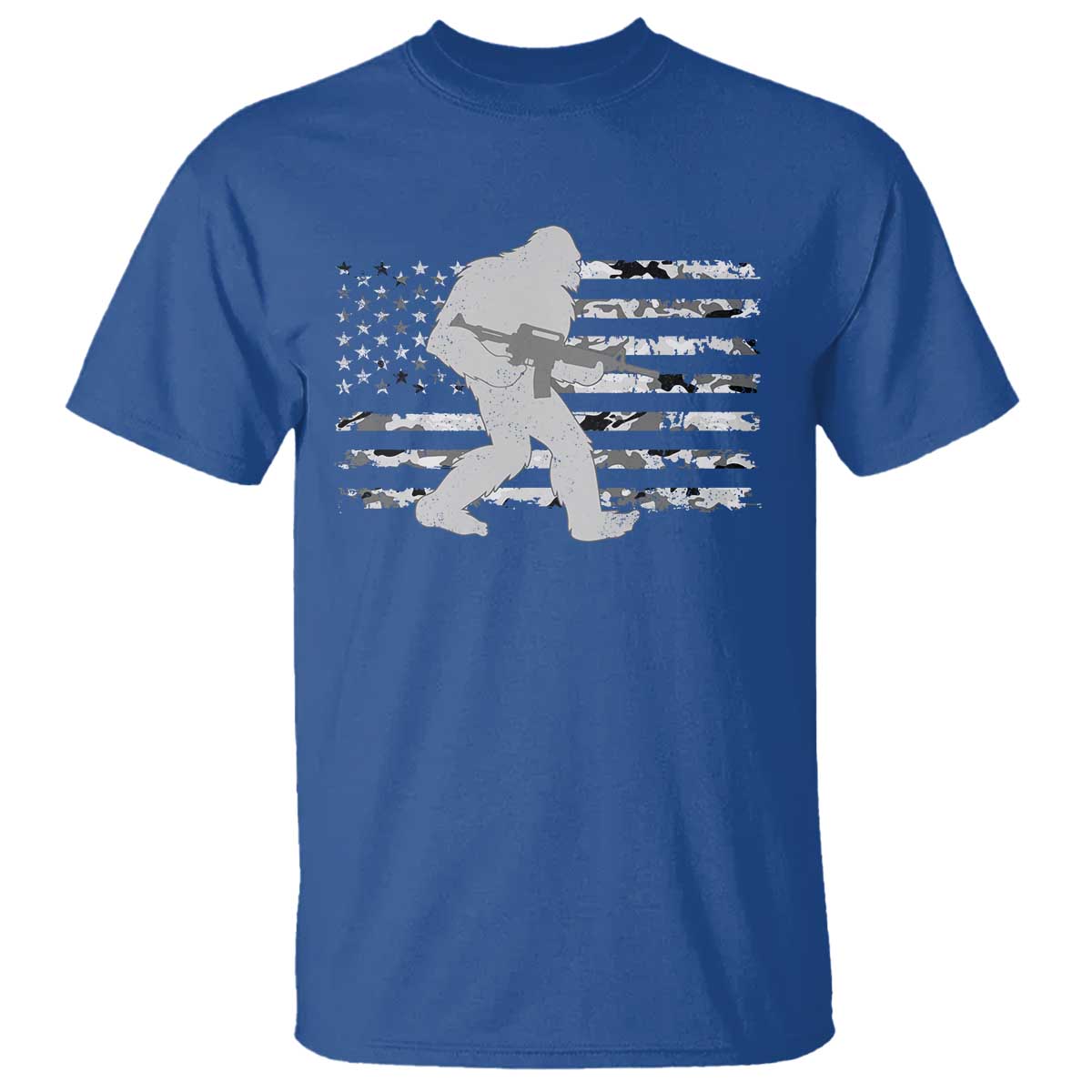 Bigfoot Gun Owner T Shirt Camo US American Flag Sasquatch Rifle - Wonder Print Shop