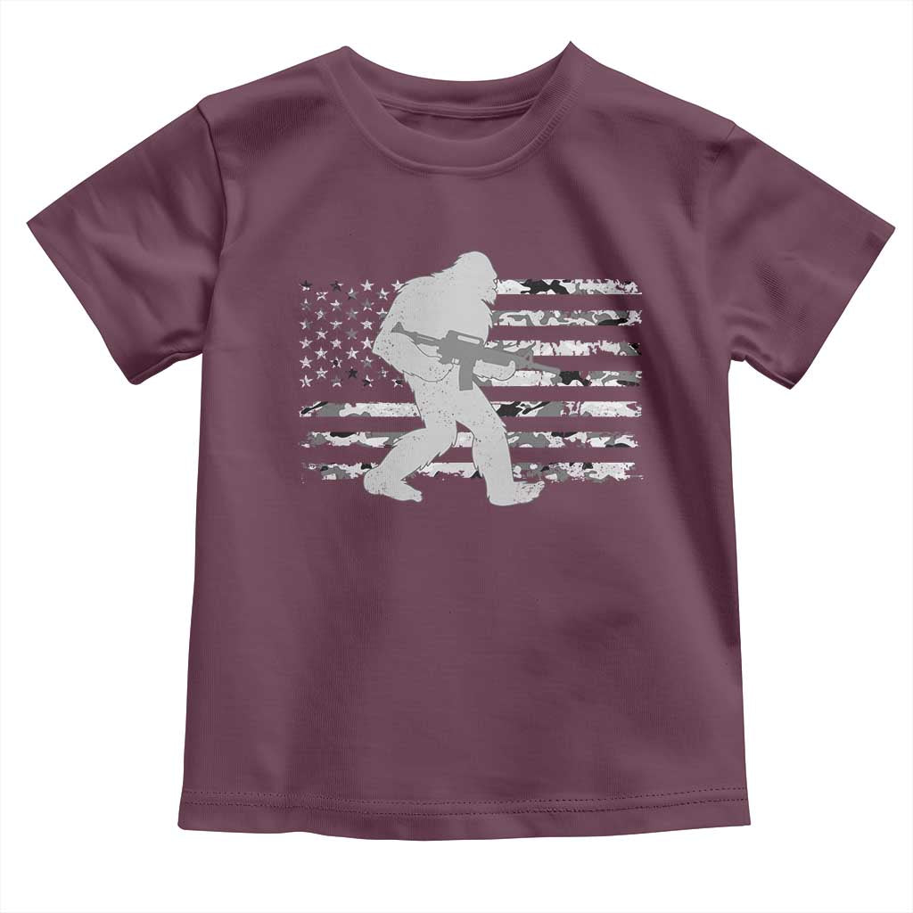 Bigfoot Gun Owner Toddler T Shirt Camo US American Flag Sasquatch Rifle - Wonder Print Shop