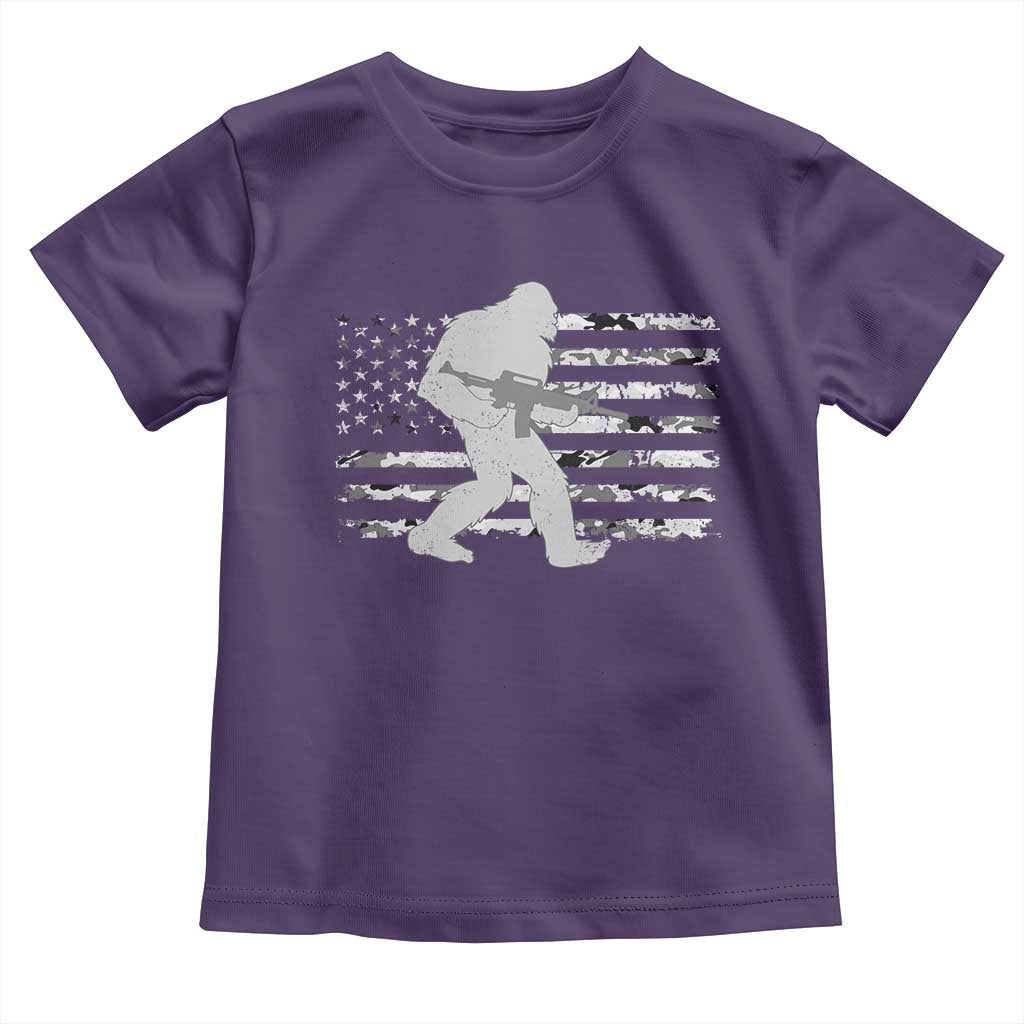 Bigfoot Gun Owner Toddler T Shirt Camo US American Flag Sasquatch Rifle - Wonder Print Shop