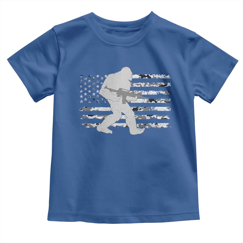Bigfoot Gun Owner Toddler T Shirt Camo US American Flag Sasquatch Rifle - Wonder Print Shop