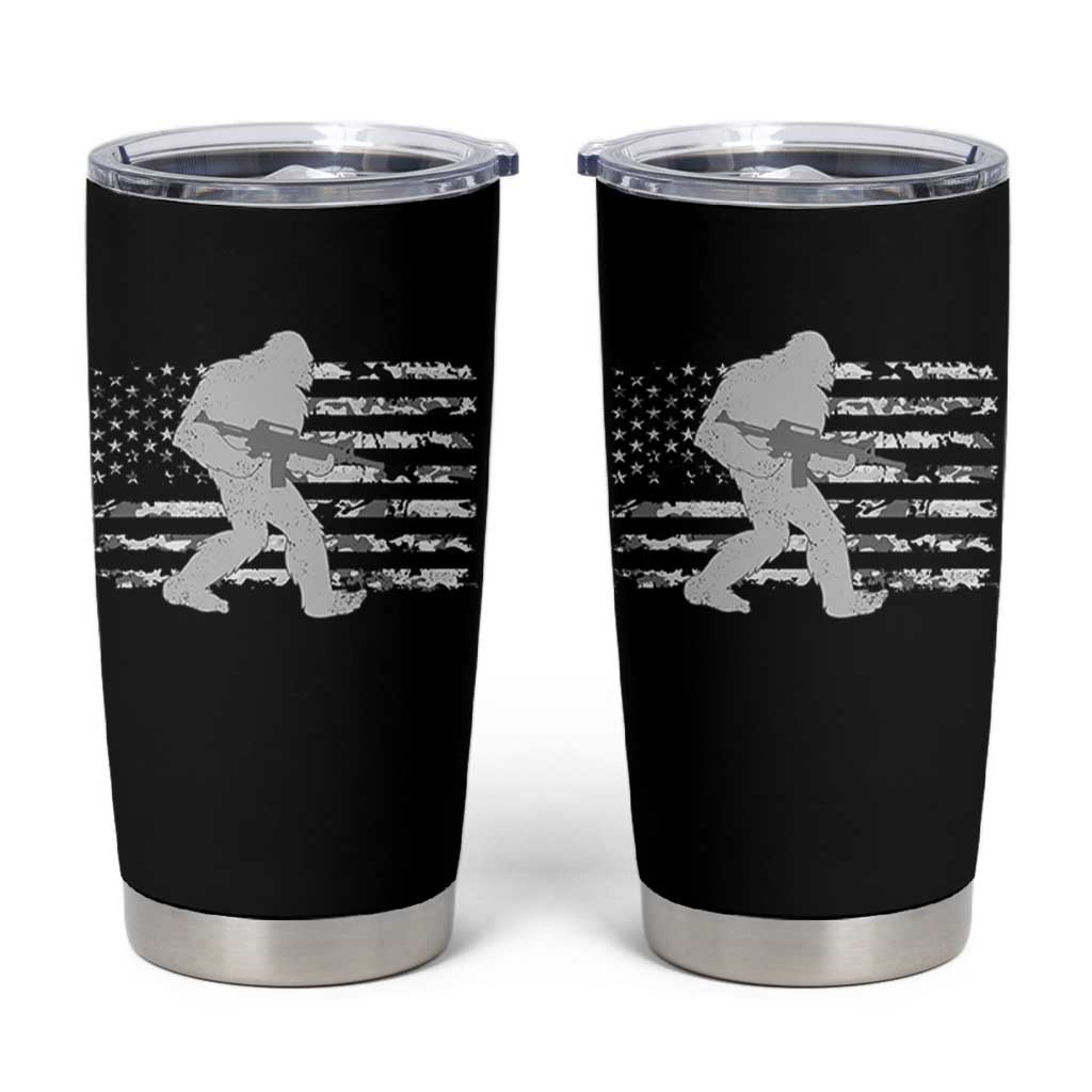 Bigfoot Gun Owner Tumbler Cup Camo US American Flag Sasquatch Rifle - Wonder Print Shop