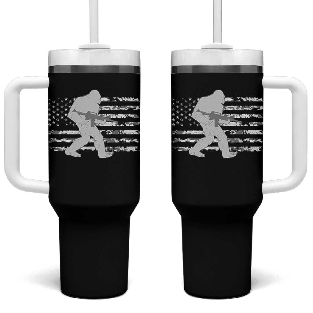 Bigfoot Gun Owner Tumbler With Handle Camo US American Flag Sasquatch Rifle - Wonder Print Shop