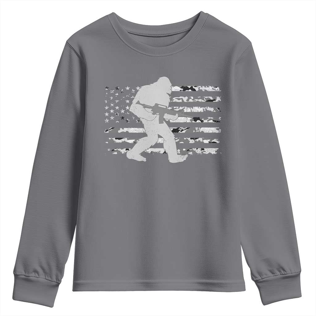 Bigfoot Gun Owner Youth Sweatshirt Camo US American Flag Sasquatch Rifle - Wonder Print Shop
