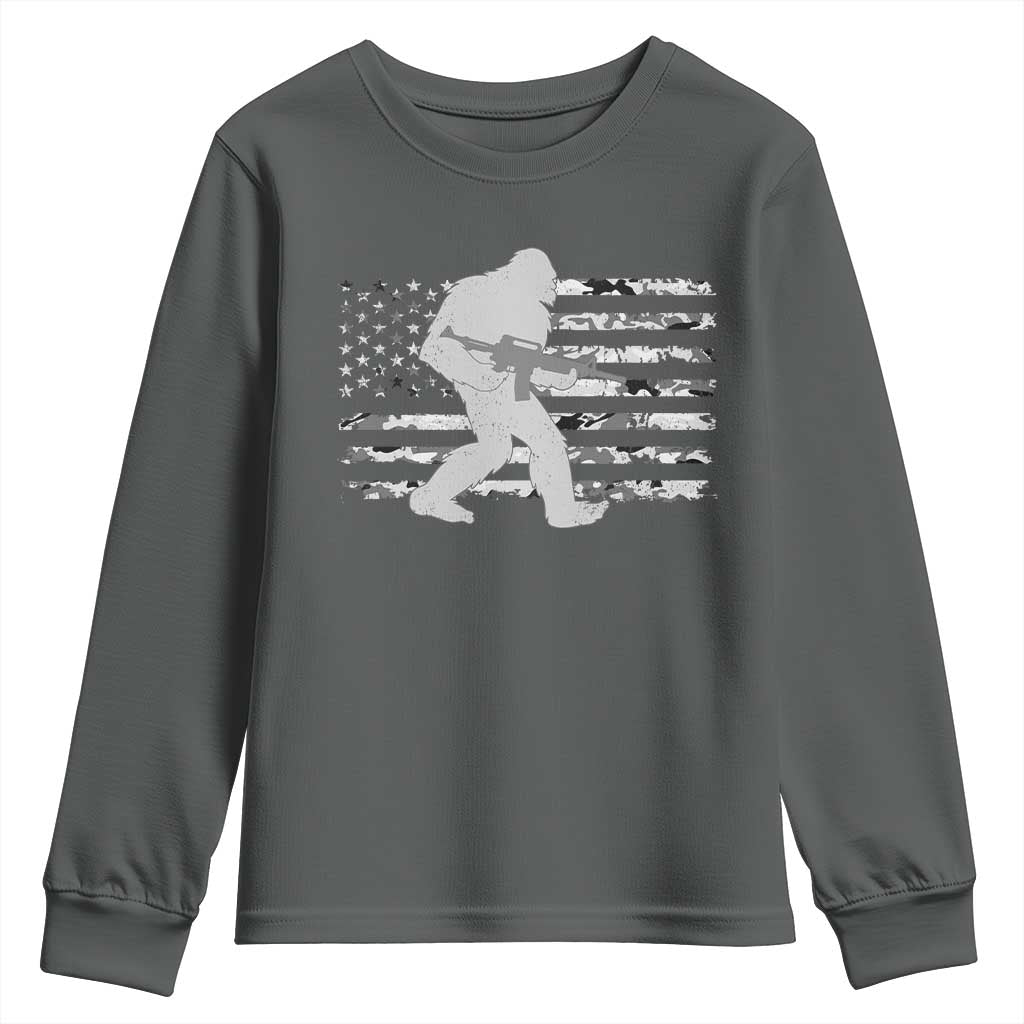 Bigfoot Gun Owner Youth Sweatshirt Camo US American Flag Sasquatch Rifle - Wonder Print Shop