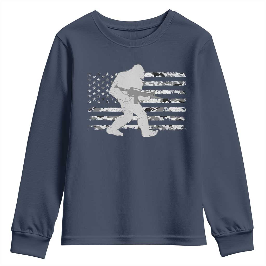 Bigfoot Gun Owner Youth Sweatshirt Camo US American Flag Sasquatch Rifle - Wonder Print Shop