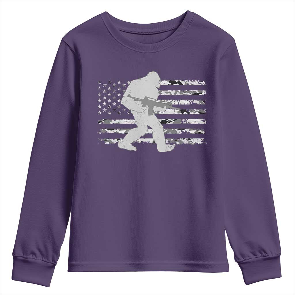 Bigfoot Gun Owner Youth Sweatshirt Camo US American Flag Sasquatch Rifle - Wonder Print Shop