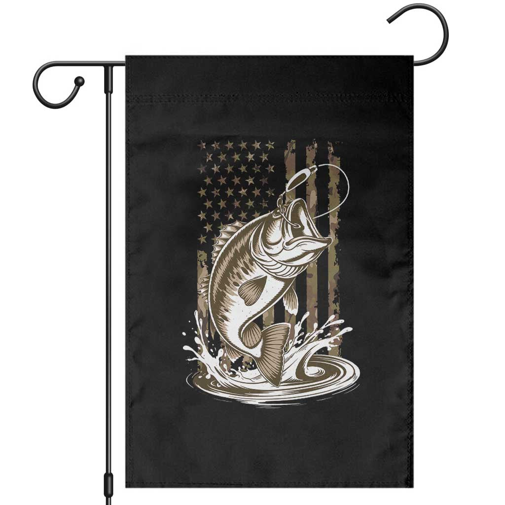 Fishing Camo Garden Flag Bass Fish American Flag Boy Men Fisherman Gift