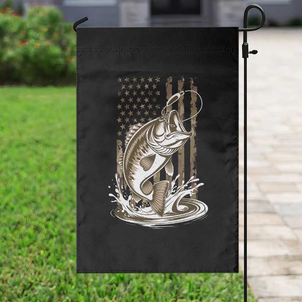 Fishing Camo Garden Flag Bass Fish American Flag Boy Men Fisherman Gift