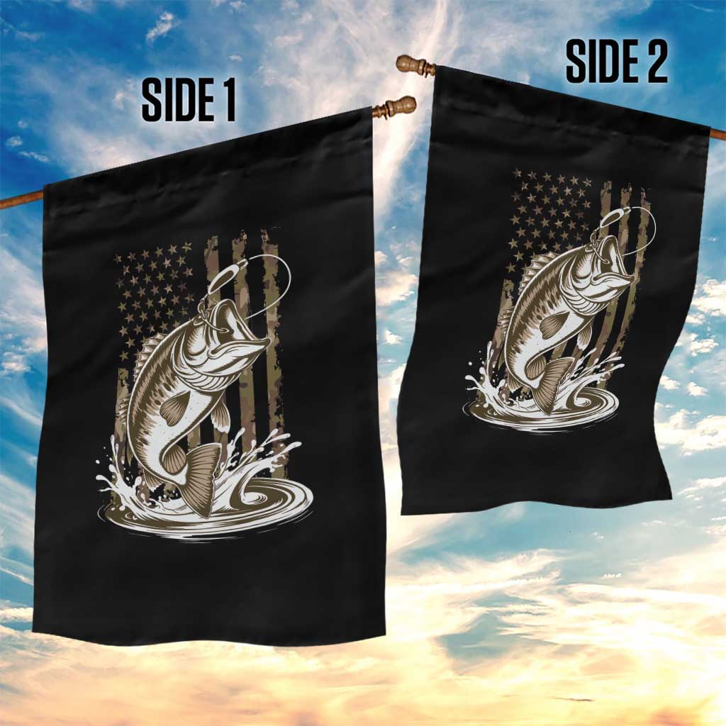 Fishing Camo Garden Flag Bass Fish American Flag Boy Men Fisherman Gift
