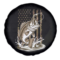 Fishing Camo Spare Tire Cover Bass Fish American Flag Boy Men Fisherman Gift
