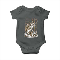 Fishing Camo Baby Onesie Bass Fish American Flag Boy Men Fisherman Gift