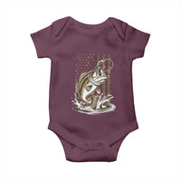 Fishing Camo Baby Onesie Bass Fish American Flag Boy Men Fisherman Gift