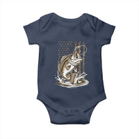Fishing Camo Baby Onesie Bass Fish American Flag Boy Men Fisherman Gift