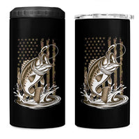 Fishing Camo 4 in 1 Can Cooler Tumbler Bass Fish American Flag Boy Men Fisherman Gift