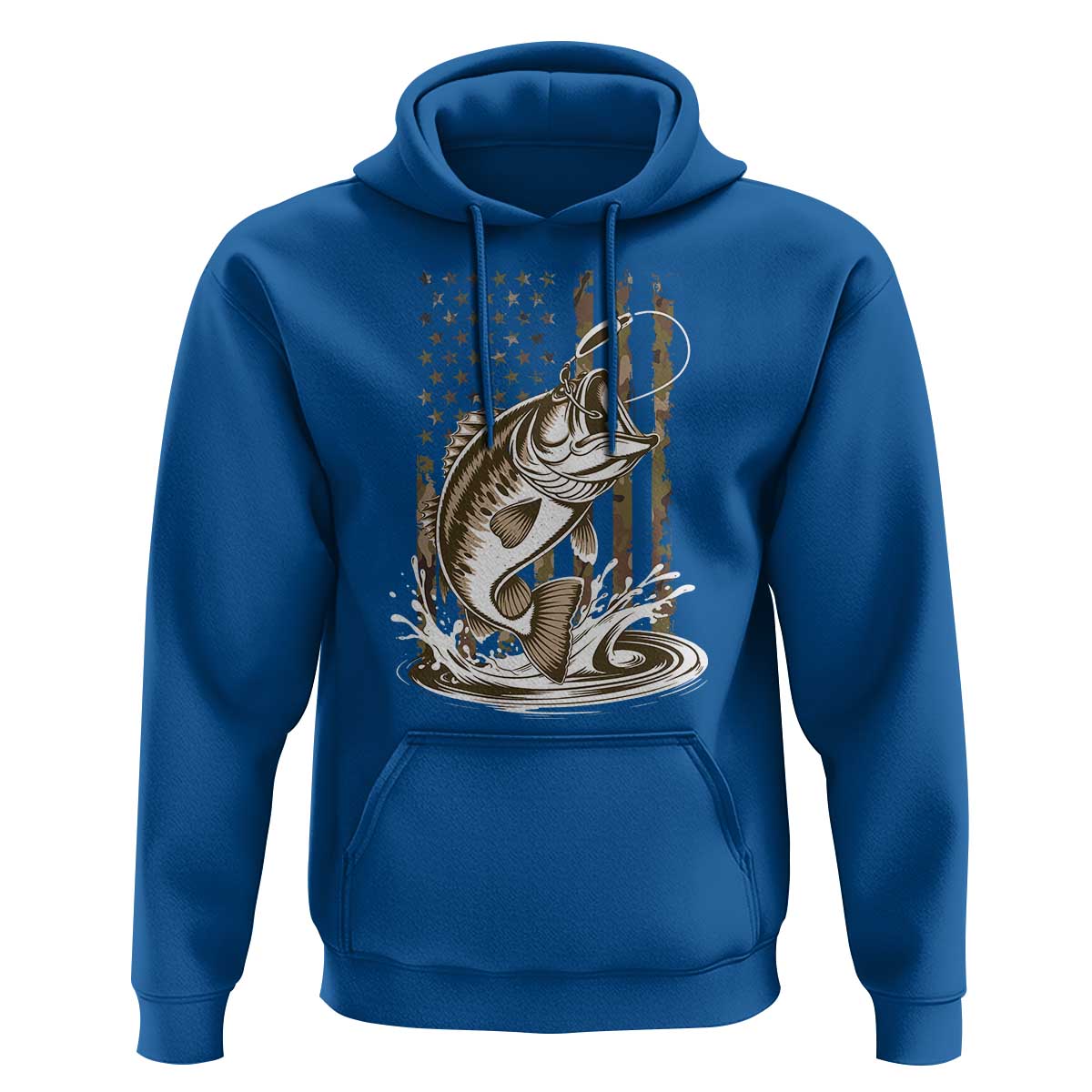 Fishing Camo Hoodie Bass Fish American Flag Boy Men Fisherman Gift