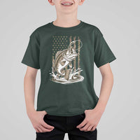 Fishing Camo T Shirt For Kid Bass Fish American Flag Boy Men Fisherman Gift