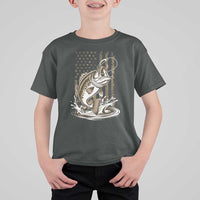 Fishing Camo T Shirt For Kid Bass Fish American Flag Boy Men Fisherman Gift
