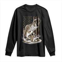 Fishing Camo Long Sleeve Shirt Bass Fish American Flag Boy Men Fisherman Gift