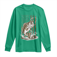Fishing Camo Long Sleeve Shirt Bass Fish American Flag Boy Men Fisherman Gift