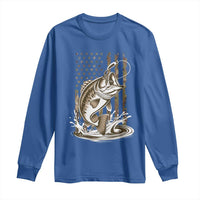 Fishing Camo Long Sleeve Shirt Bass Fish American Flag Boy Men Fisherman Gift