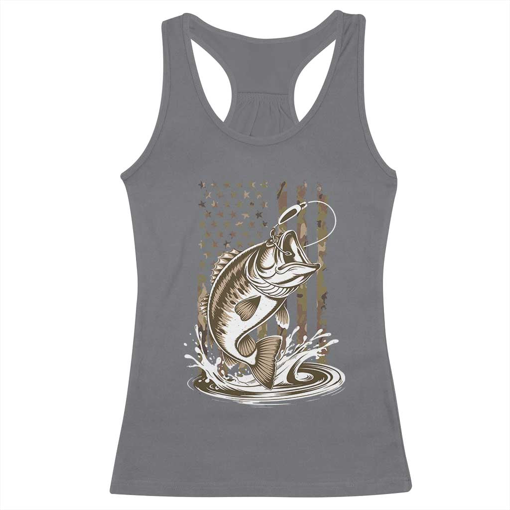 Fishing Camo Racerback Tank Top Bass Fish American Flag Boy Men Fisherman Gift
