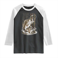 Fishing Camo Raglan Shirt Bass Fish American Flag Boy Men Fisherman Gift