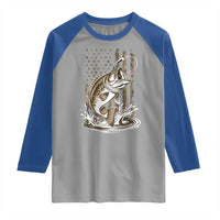 Fishing Camo Raglan Shirt Bass Fish American Flag Boy Men Fisherman Gift