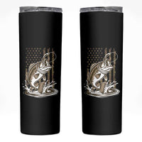 Fishing Camo Skinny Tumbler Bass Fish American Flag Boy Men Fisherman Gift