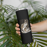 Fishing Camo Skinny Tumbler Bass Fish American Flag Boy Men Fisherman Gift