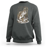 Fishing Camo Sweatshirt Bass Fish American Flag Boy Men Fisherman Gift